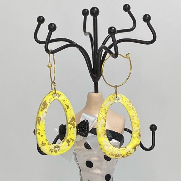 Unique Handmade Polymer Clay Dangle Hoop Earrings - Picture 8 of 13